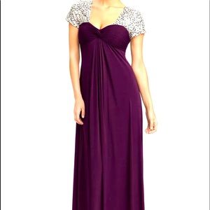 JS Boutique Sequin Trim Jersey Gown, Sz 18